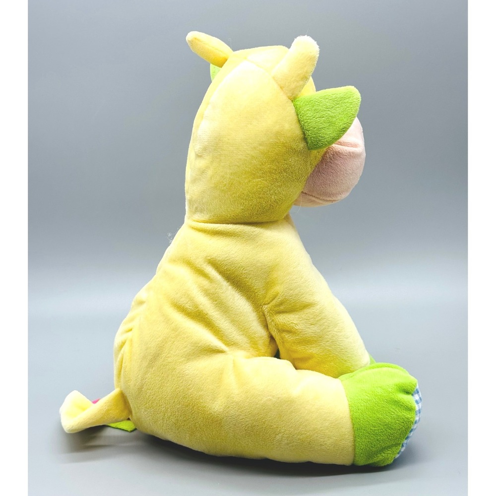 Beverly Hills Teddy Bear Co Cow Plush Rattle Yellow Blue Gingham Stuffed Animal - Picture 3 of 8